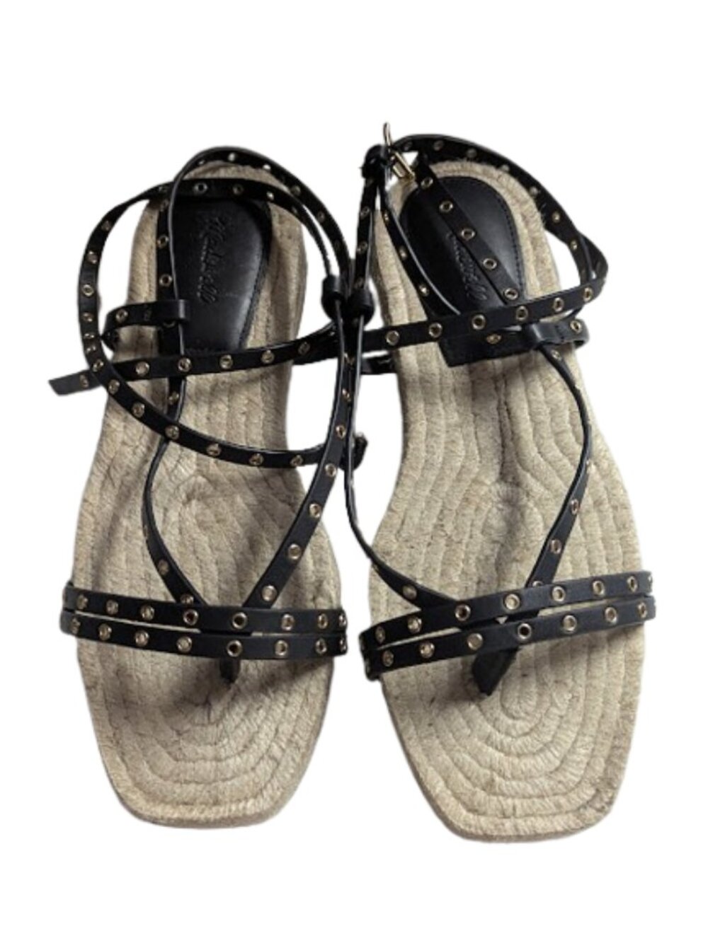 Madewell Mira Strappy Boho Leather Espadrille Thong Sandal Size 8 New w/out Box